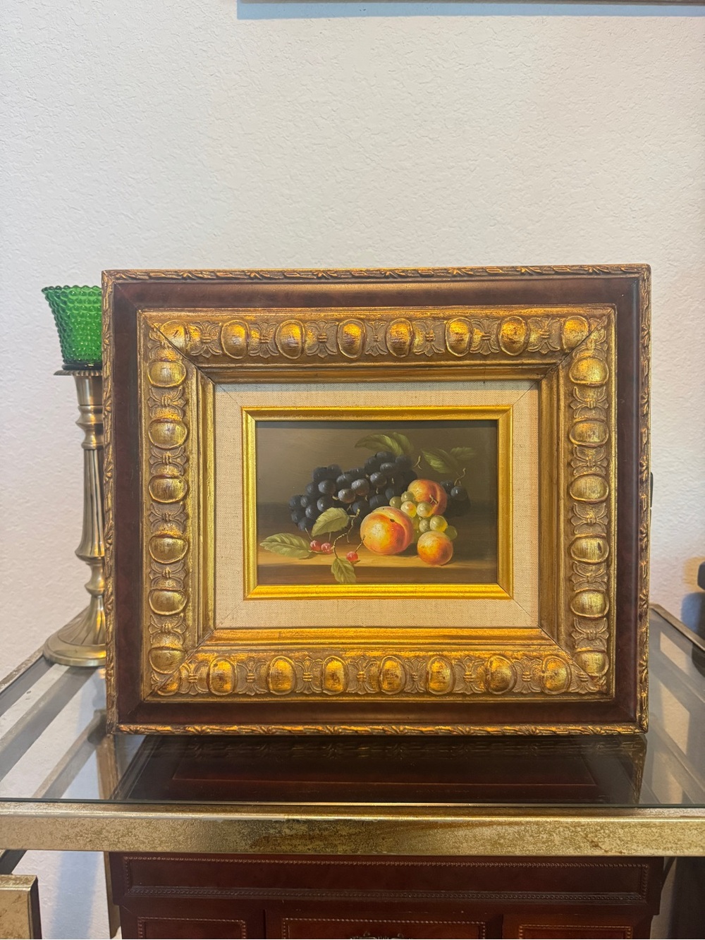 Vintage Gold Framed Still Life Fruit Painting Artwork 12.5”x14.75”